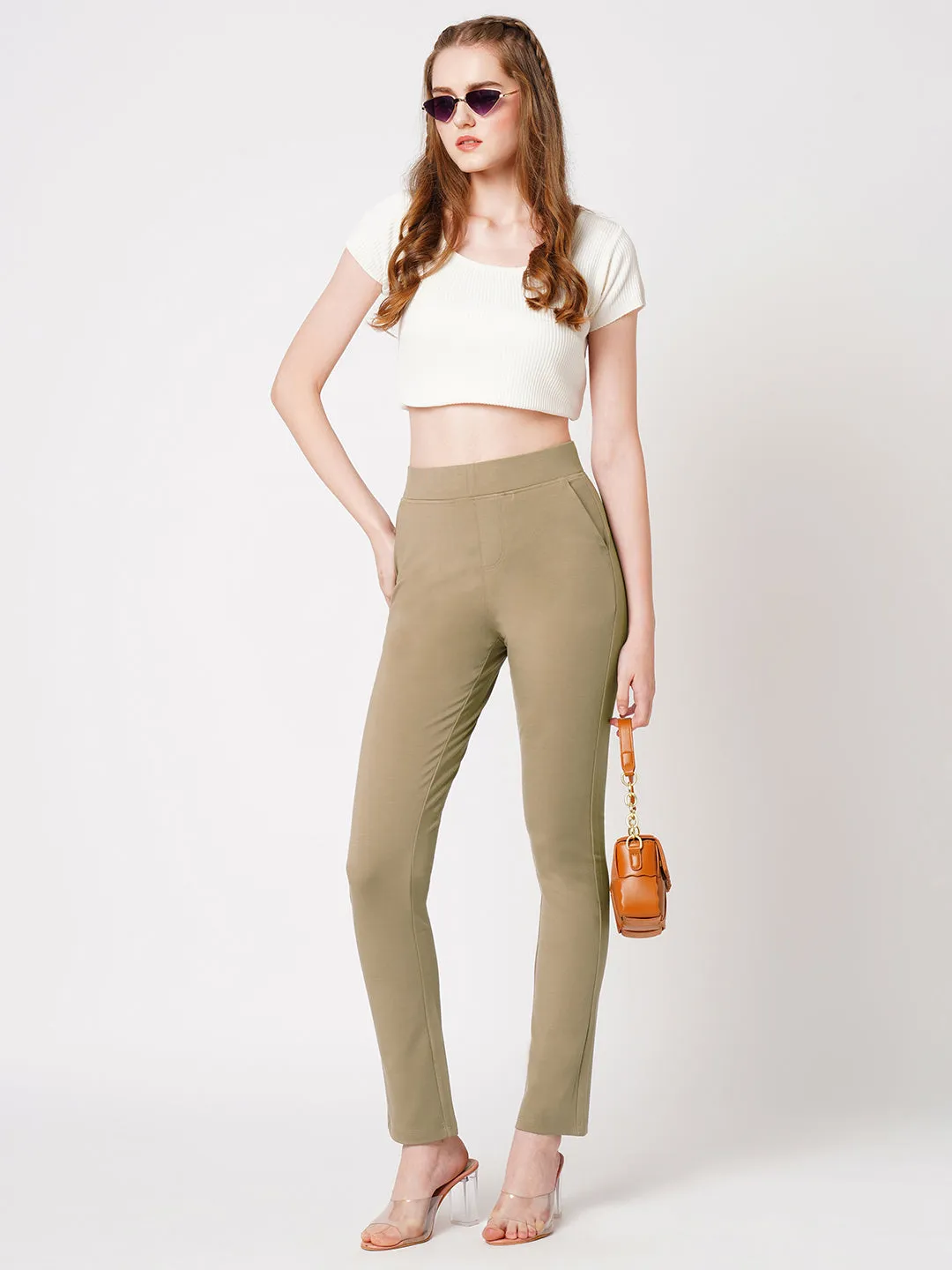 Women High-Rise Straight Treggings