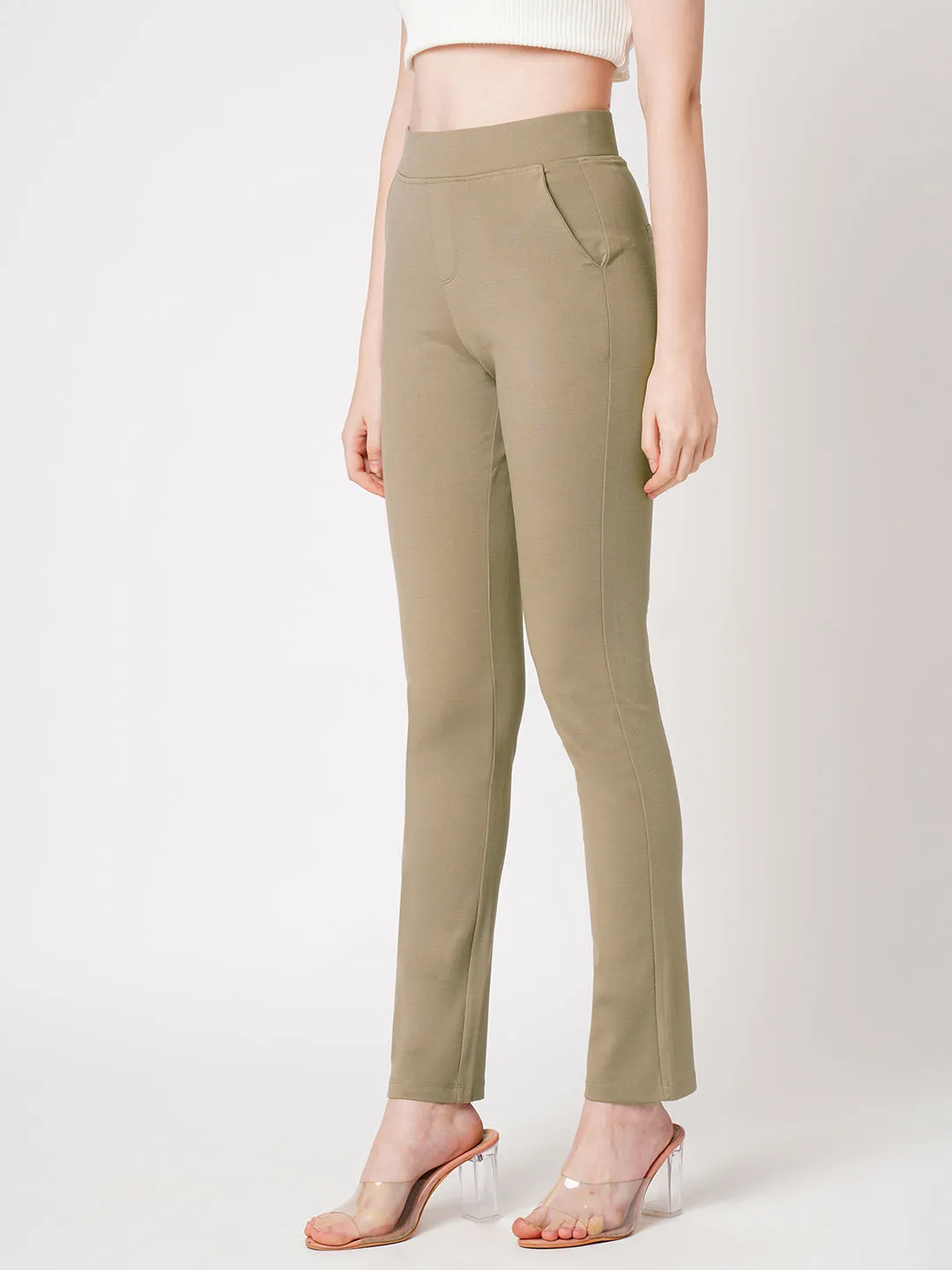 Women High-Rise Straight Treggings
