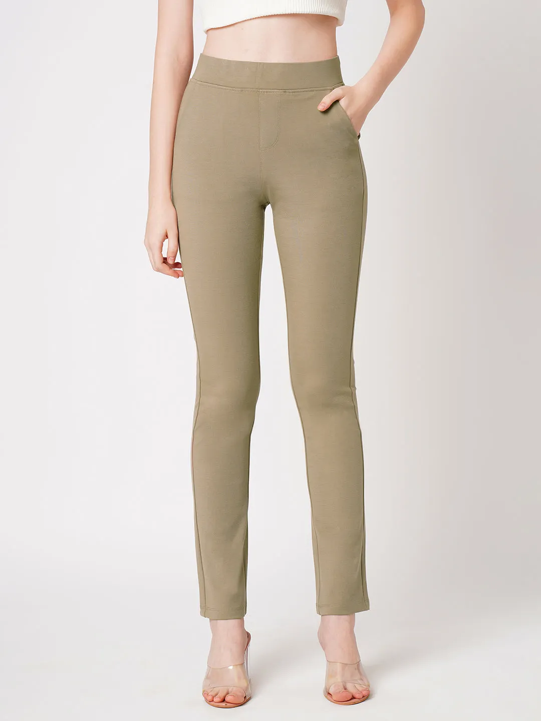 Women High-Rise Straight Treggings